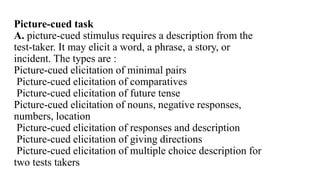 Picture Cued Task Example Assessing speaking | PPTX