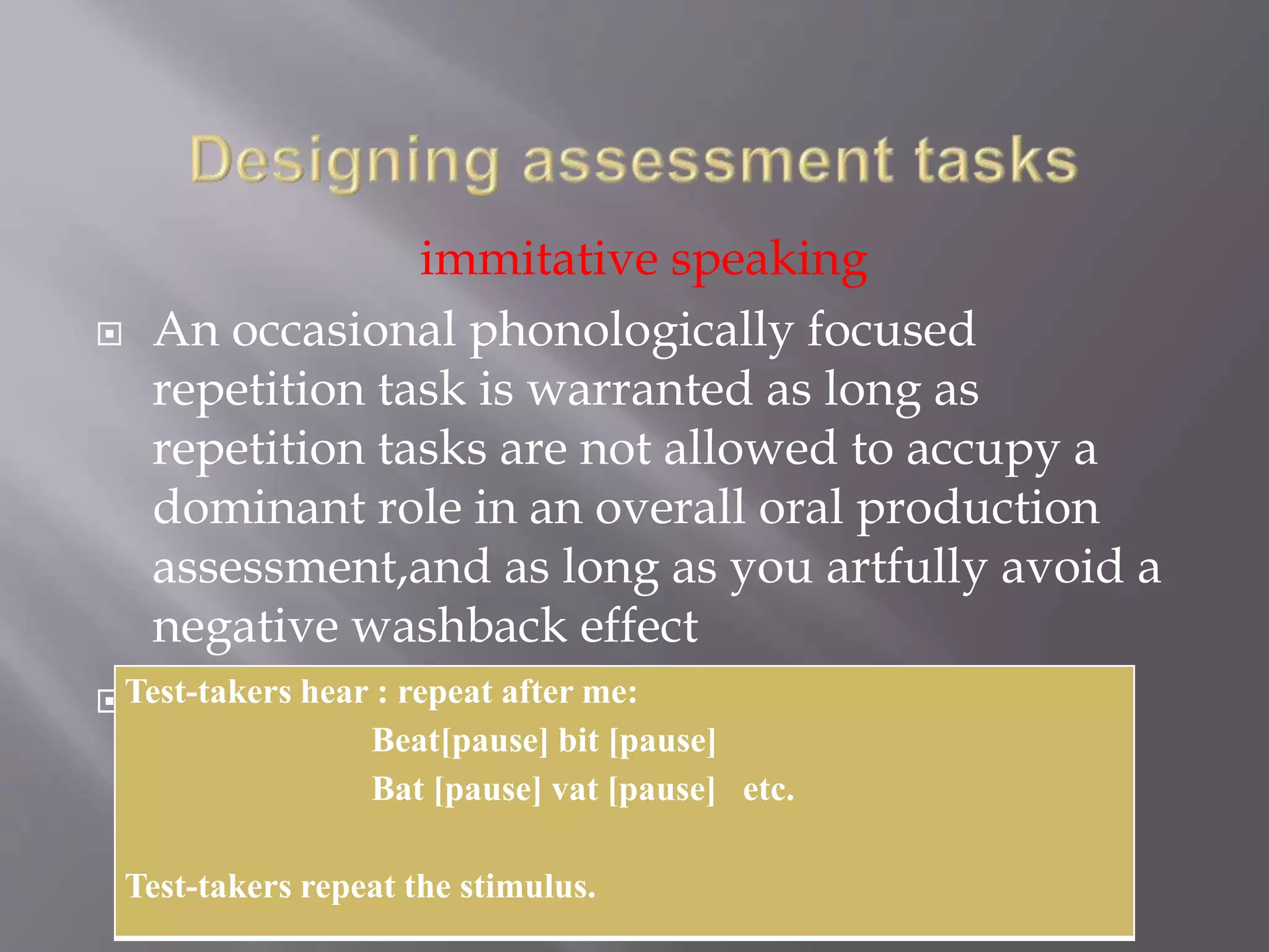 Assessing speaking assignment | PPTX
