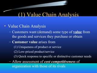 A Typical Value Chain 
Primary Activities and Costs 
Operations Logistics Inbound 
Logistics 
Outbound 
Sales and 
Marketi...