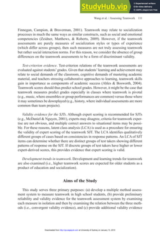 Assessing Teamwork Skills A Multi-Method Approach | PDF | Standardized ...