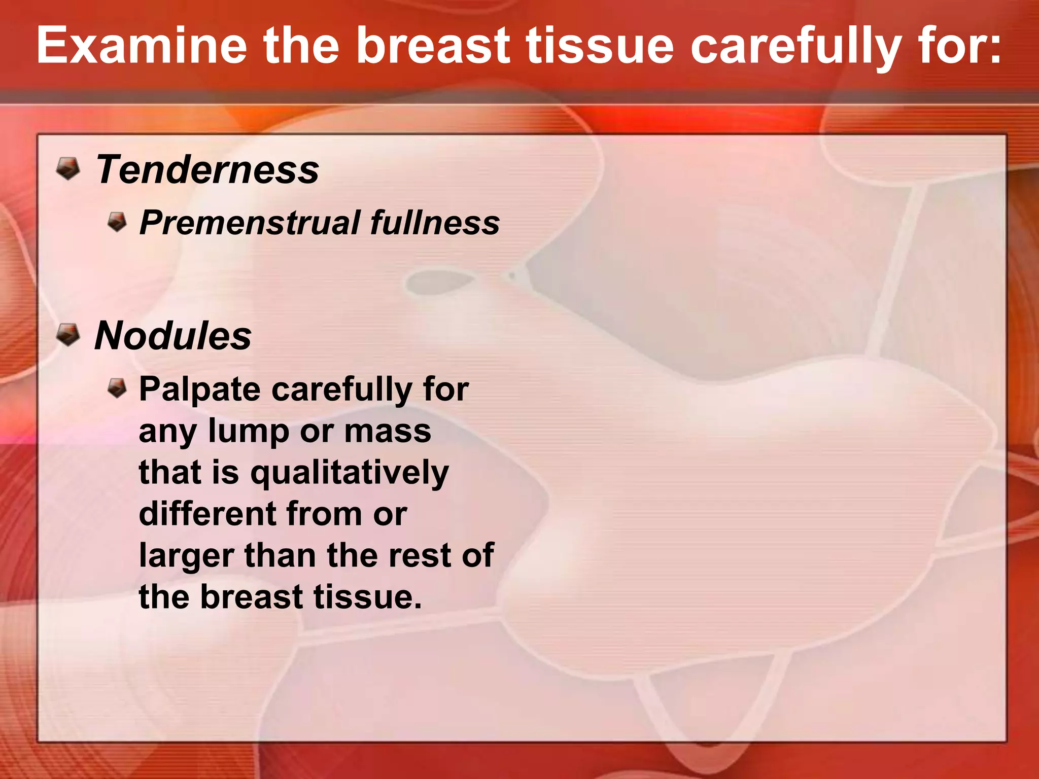 Mammary Duct EctasiaBenign Painful condition of dilated ducts with surrounding inflammation, sometimes with associated masses.