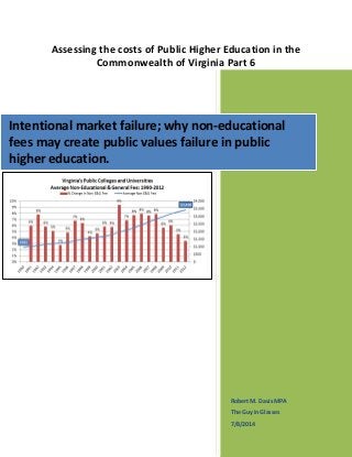 Assessing the costs of Public Higher Education in the
Commonwealth of Virginia Part 6
Robert M. Davis MPA
The Guy in Glasses
7/8/2014
Intentional market failure; why non-educational
fees may create public values failure in public
higher education.
 