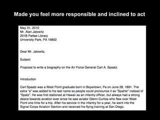 Made you feel more responsible and inclined to act
 