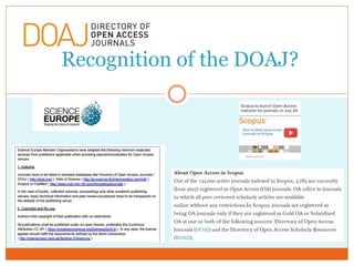Recognition of the DOAJ?
 
