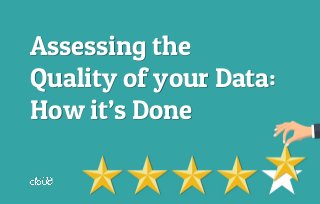 Assessing the
Quality of your Data:
How it’s Done
 