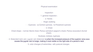 








 is when the increased pressure of the superior vena cava
causes the jugular vein to bulge, making it most visible on the right side of a person's neck

 