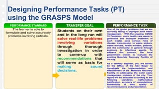 Designing Performance Tasks (PT)
using the GRASPS Model
 