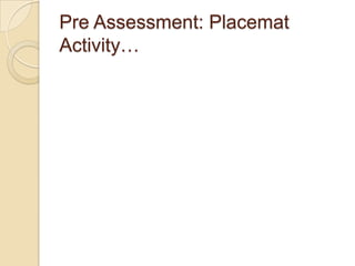 Types of AssessmentsAlternative – non-traditional methods (no paper/pencil tests) used to assessTraditional – Tests/ quizzes