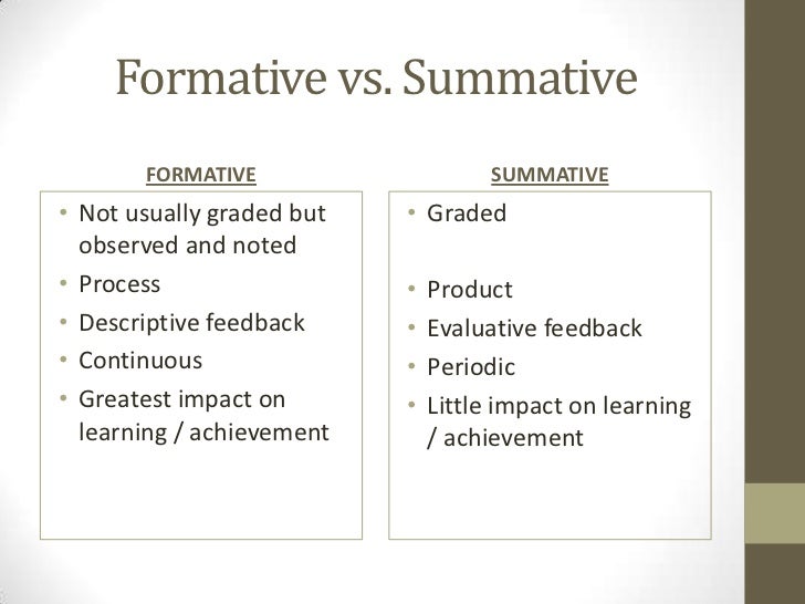 Formative Vs Summative Assessment Chart