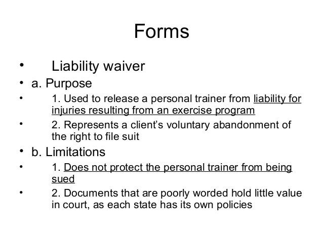 assessment personal training waiver form