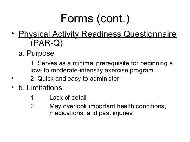 Physical Activity Par Q Physical Activity Readiness Questionnaire