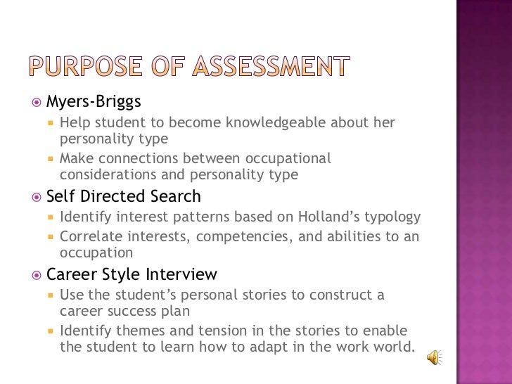 an analysis of the results of the merkler interest and personality type self assessment It's self-assessment: doing a realistic appraisal of yourself it does help you have a better understanding of your interests, personality, skills, and values results include occupational information for you to consider and research further results based on john holland's theory of vocational choice and personality types. an analysis of the results of the merkler interest and personality type self assessment It's self-assessment: doing a realistic appraisal of yourself it does help you have a better understanding of your interests, personality, skills, and values results include occupational information for you to consider and research further results based on john holland's theory of vocational choice and personality types.