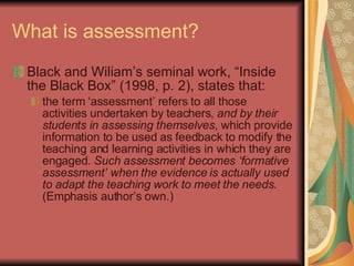 Assessment For Learning | PPT