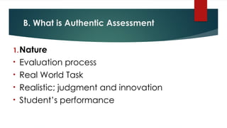 Comprehensive Guide to Authentic Assessment in Education | PPTX