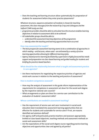 Assessment in Social work: A guide for learning and teaching