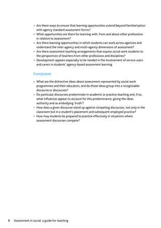 Assessment in Social work: A guide for learning and teaching