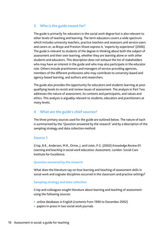 Assessment in Social work: A guide for learning and teaching