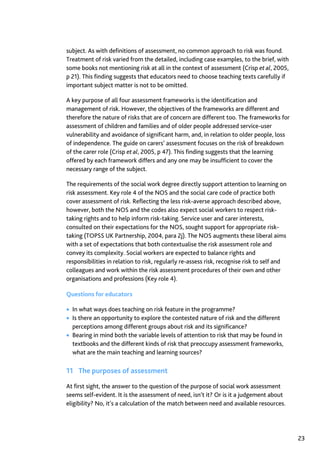 Assessment in Social work: A guide for learning and teaching