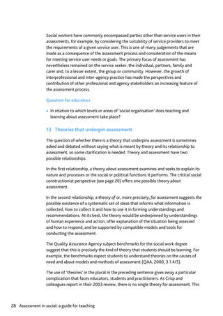 Assessment in Social work: A guide for learning and teaching