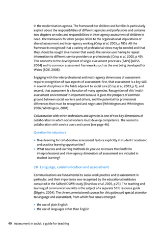 Assessment in Social work: A guide for learning and teaching