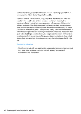 Assessment in Social work: A guide for learning and teaching