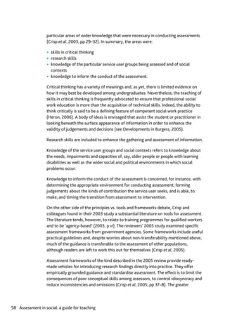 Assessment in Social work: A guide for learning and teaching