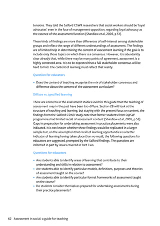 Assessment in Social work: A guide for learning and teaching