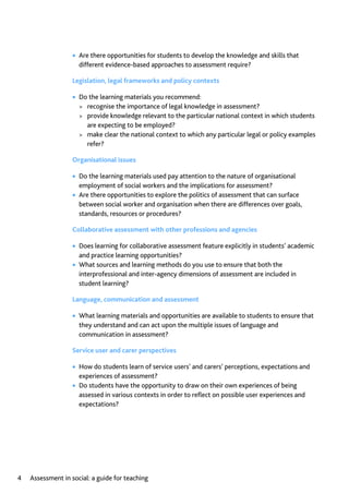 Assessment in Social work: A guide for learning and teaching