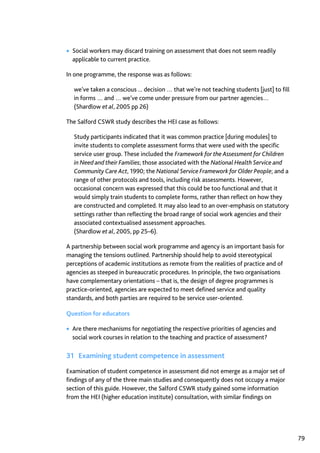 Assessment in Social work: A guide for learning and teaching