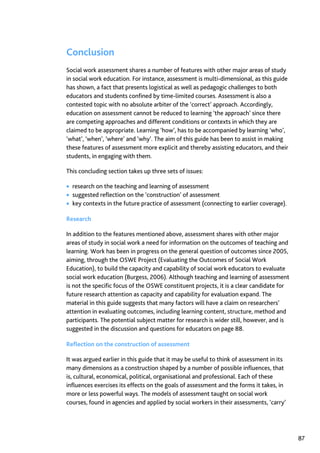 Assessment in Social work: A guide for learning and teaching