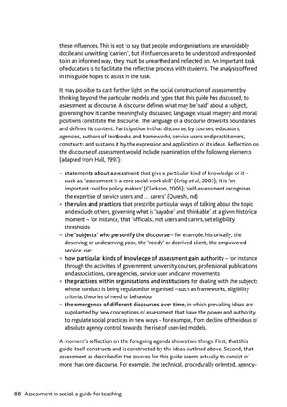 Assessment in Social work: A guide for learning and teaching