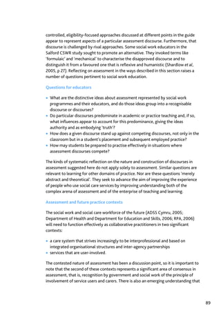 Assessment in Social work: A guide for learning and teaching