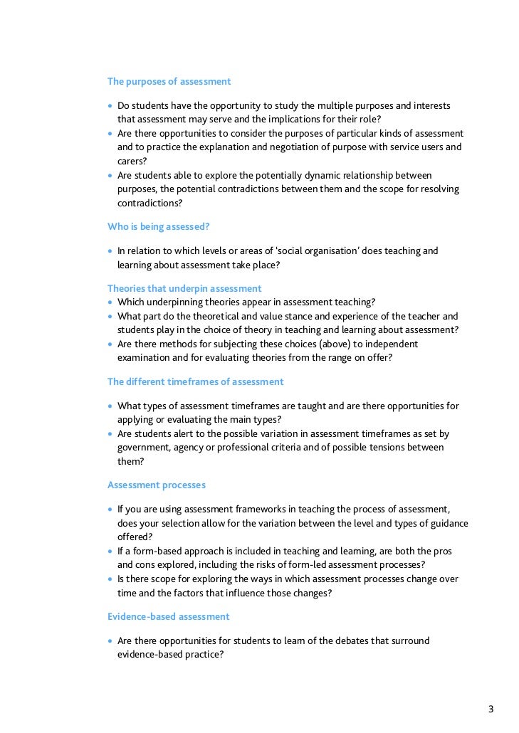 Assessment in Social work A guide for learning and teaching