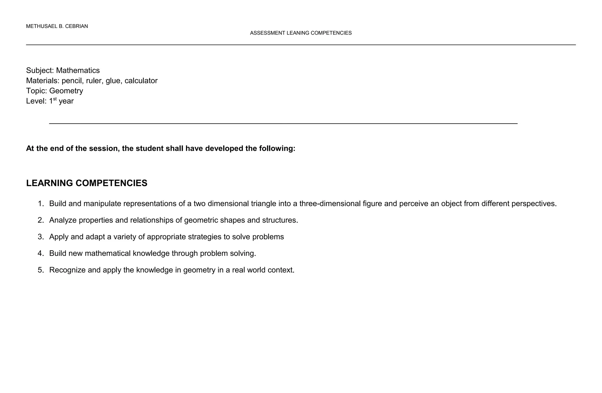 Assessment Learning Competencies | PPT