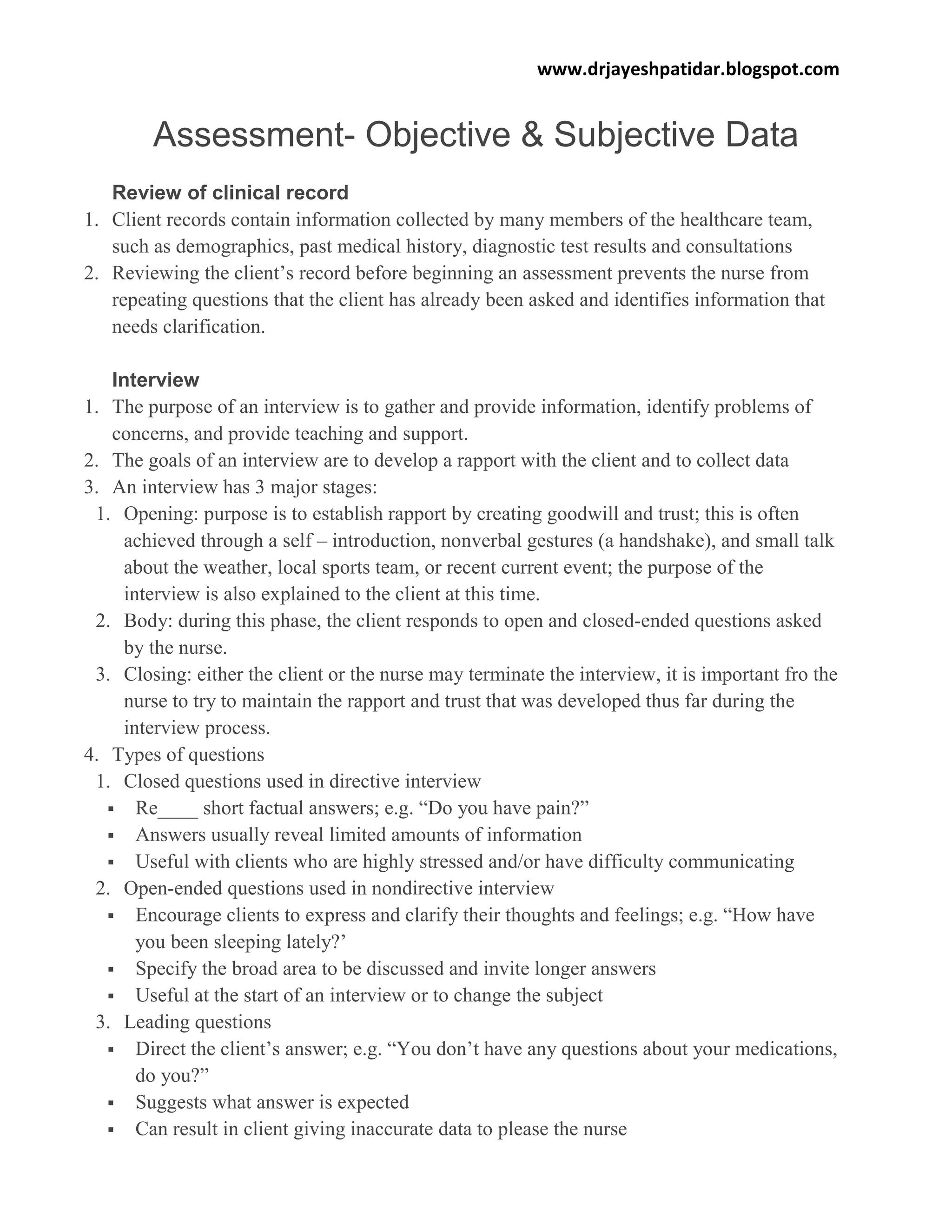 Assessment objective and subjective data | PDF