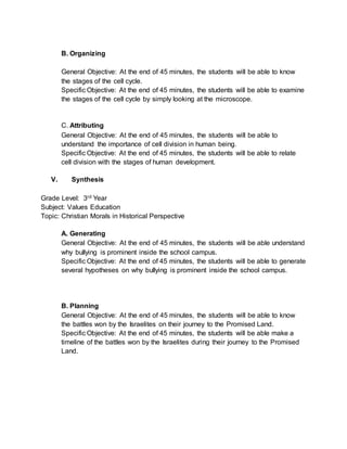 Assessment 1 writing general and specific objectives | DOCX