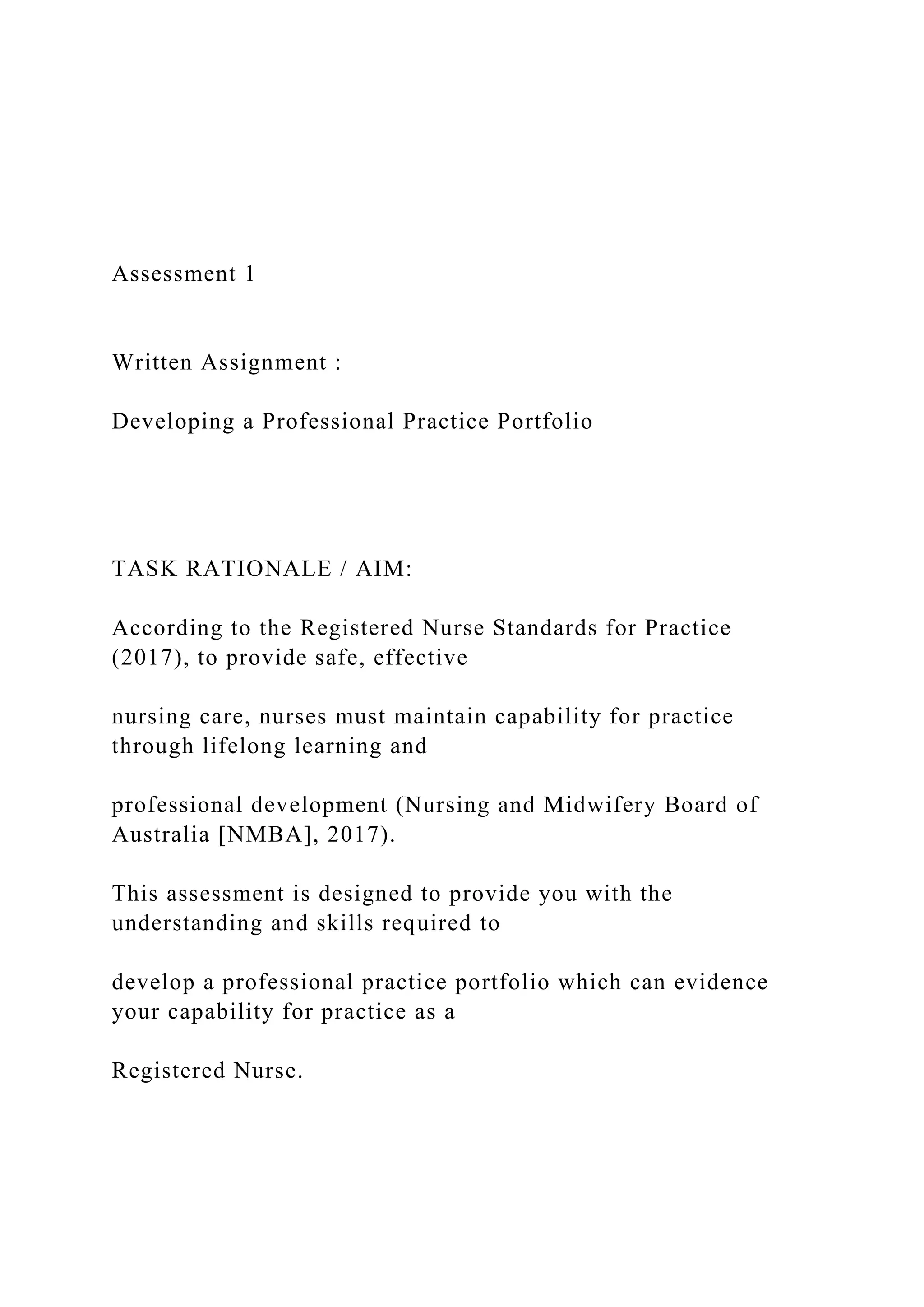 Assessment 1 Written Assignment Developing .docx