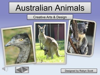 Australian Animals
    Creative Arts & Design




                        Designed by Robyn Scott
 