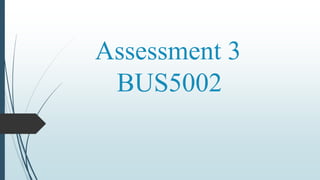 Assessment 3
BUS5002
 