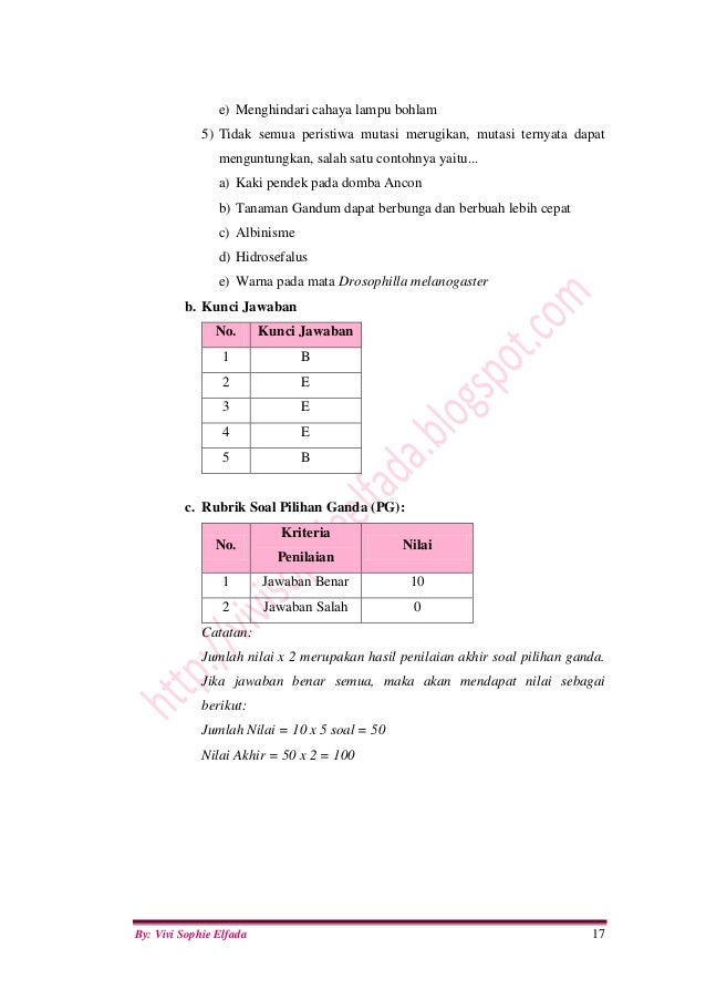 Assessment alternative of mutation material (materi mutasi 