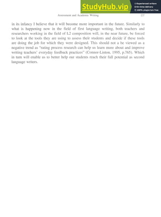Assessment And Academic Writing A Look At The Use Of Rubrics In The ...