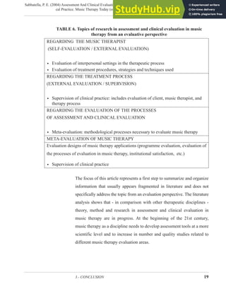 Assessment And Clinical Evaluation In Music Therapy An Overview From ...