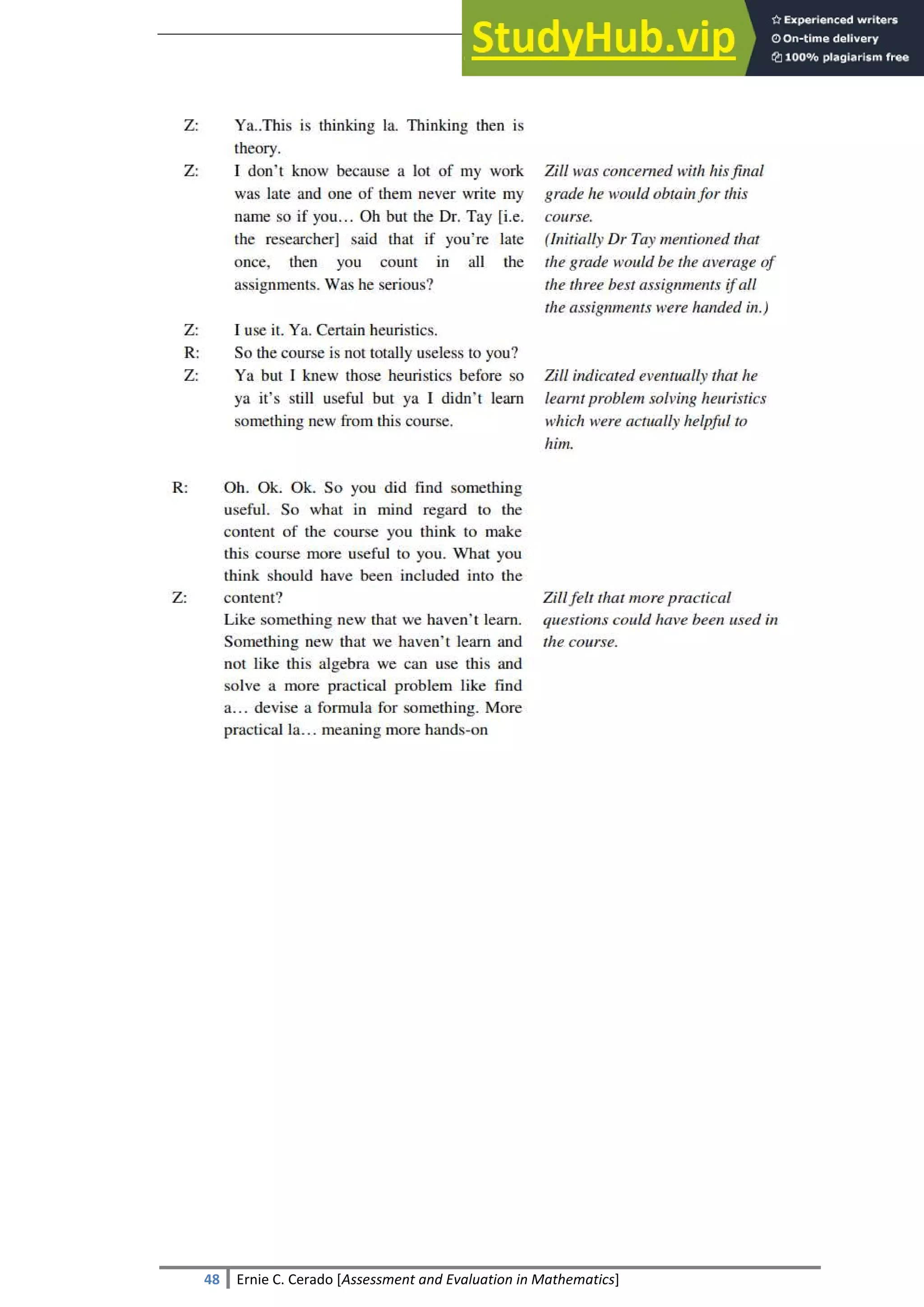 SULTAN KUDARAT STATE UNIVERSITY
48 Ernie C. Cerado [Assessment and Evaluation in Mathematics]
 