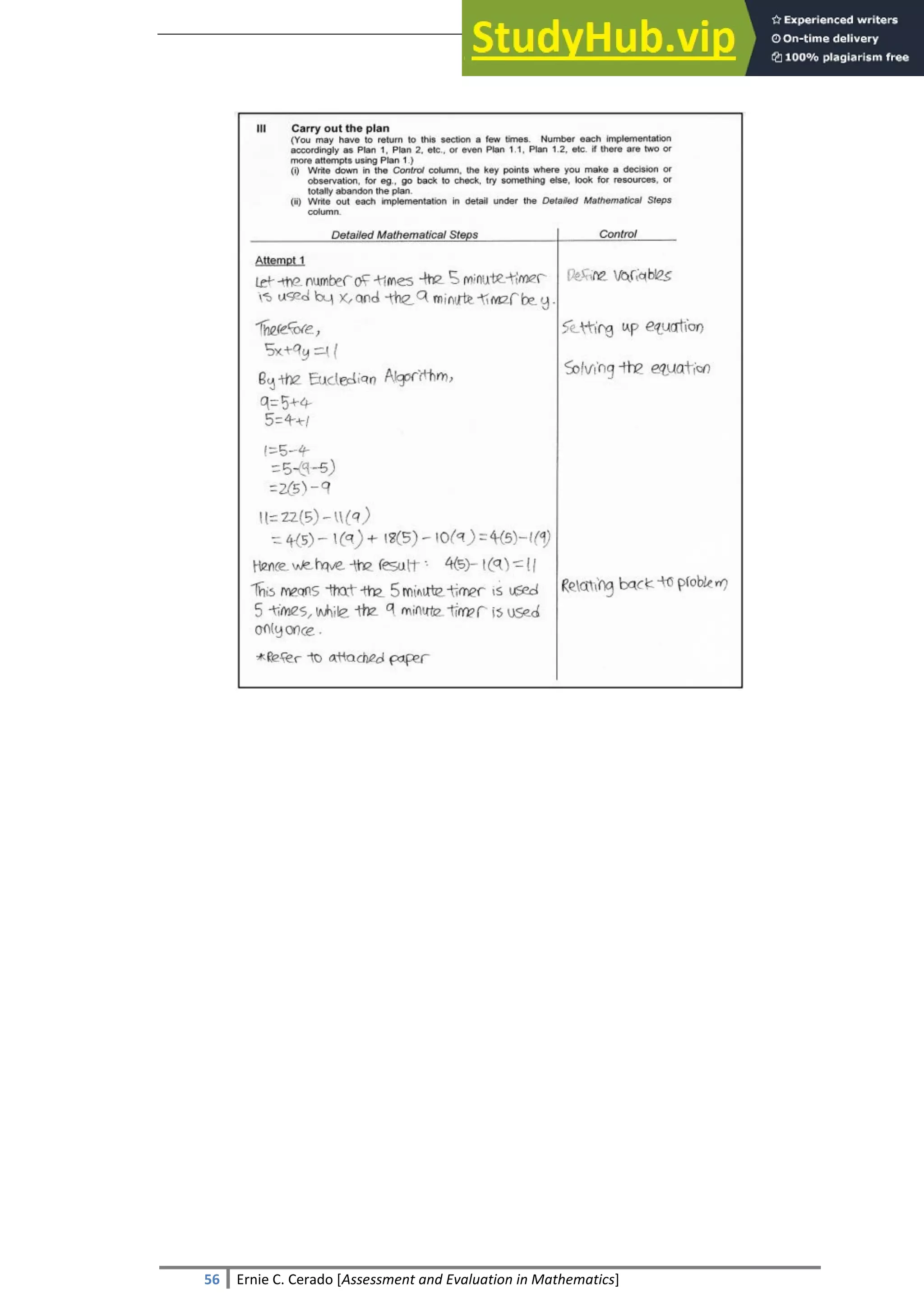 SULTAN KUDARAT STATE UNIVERSITY
56 Ernie C. Cerado [Assessment and Evaluation in Mathematics]
 