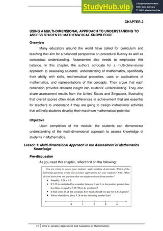 Assessment And Evaluation In Mathematics A Compilation | PDF