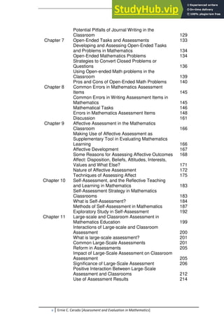 Assessment And Evaluation In Mathematics A Compilation | PDF