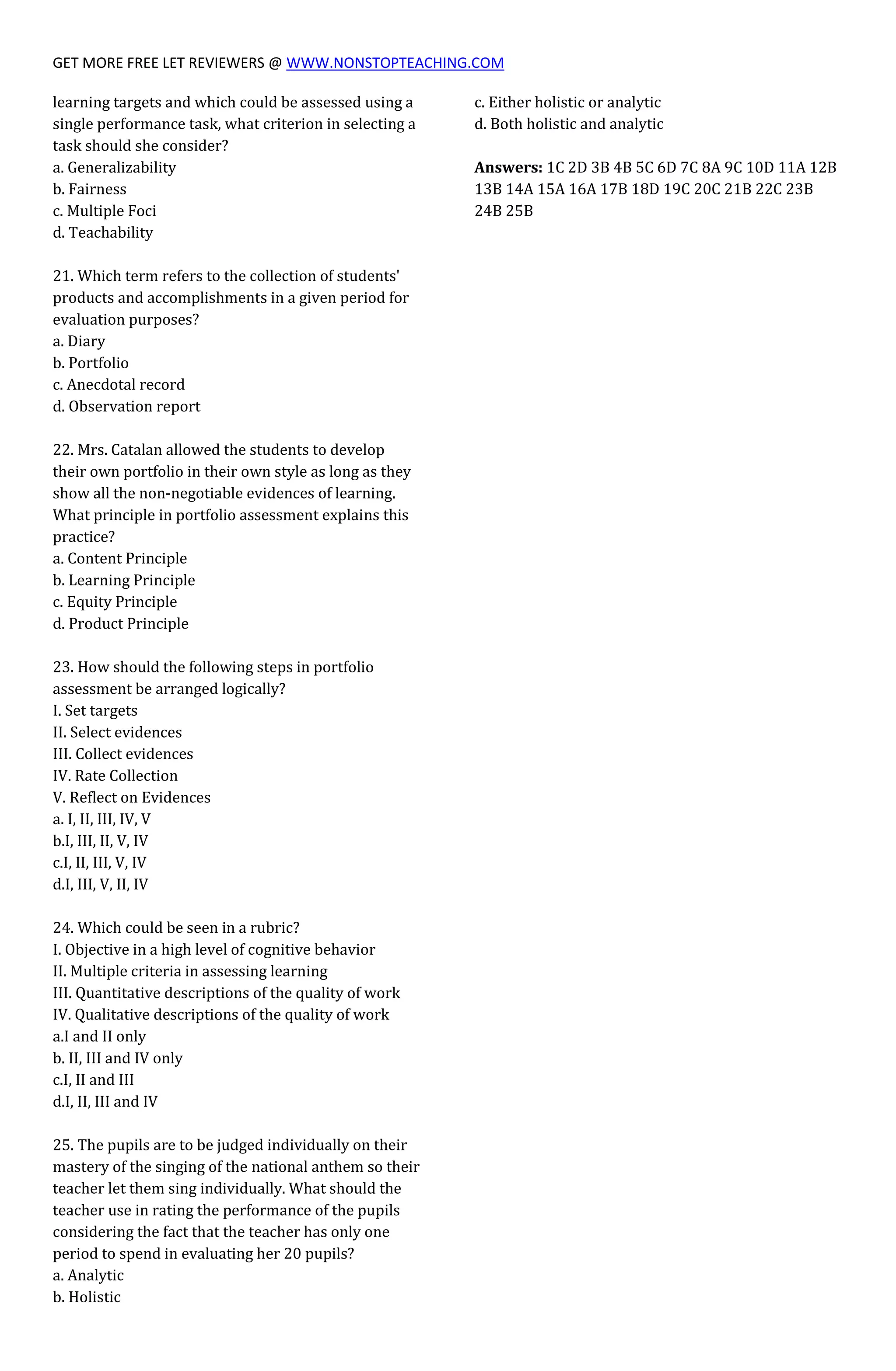 Assessment and evaluation of learning part 1 | PDF