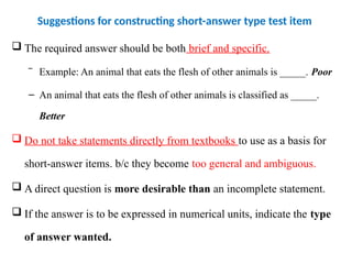Short Answer Type Test Example assessment and evaluation of learning ppt.pptx