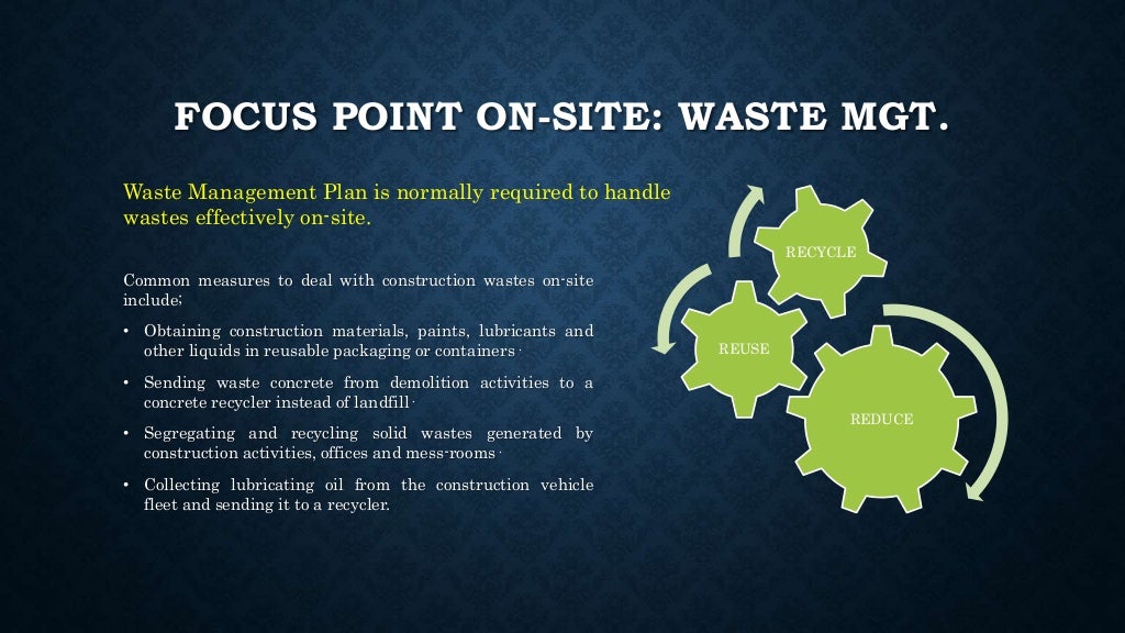 Assessment and operational control of on site environmental impacts
