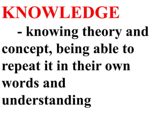 Knowing Understanding Explaining ASSESSMENT and RUBRICS.pptx